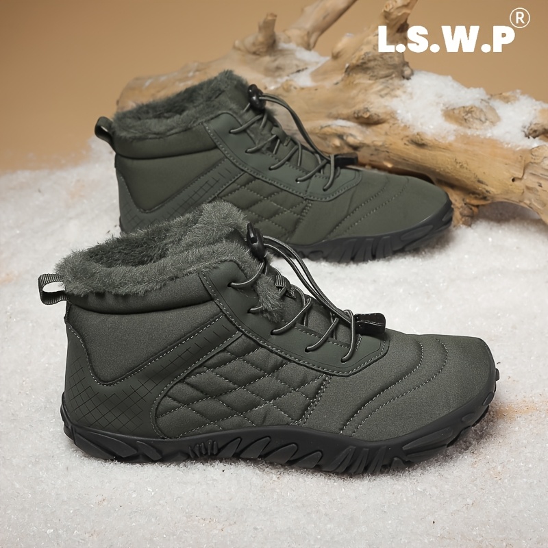Men's Cozy Fleece-Lined Snow Boots with Reliable Traction